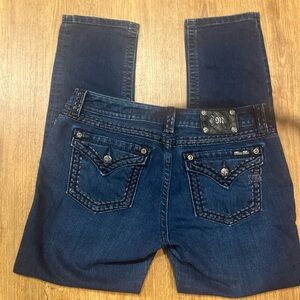 Miss Me Blue Boot Cut Jeans with Decorative Stitching